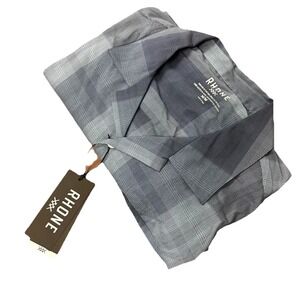Rhone Camp Shirt Blue Plaid Short Sleeve Mens Size M Lightweight Summer NWT $118